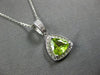 .90CT DIAMOND & AAA PERIDOT 14KT WHITE GOLD 3D TRILLION & ROUND FLOATING PENDANT