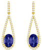 ESTATE LARGE 2.0CT DIAMOND & AAA TANZANITE 14K YELLOW GOLD OVAL & ROUND EARRINGS