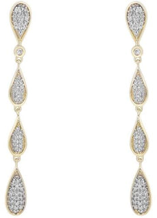 .27CT DIAMOND 14K YELLOW GOLD CLASSIC ROUND MULTI TEAR DROP FUN HANGING EARRINGS