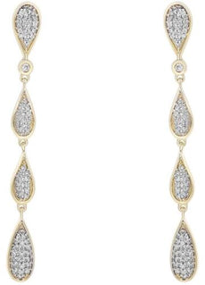 .27CT DIAMOND 14K YELLOW GOLD CLASSIC ROUND MULTI TEAR DROP FUN HANGING EARRINGS