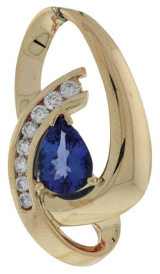 1.40CT DIAMOND & AAA TANZANITE 14KT ROSE GOLD 3D PEAR SHAPE & ROUND LOVE PENDANT