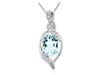 1.53CT DIAMOND & AAA AQUAMARINE 14KT WHITE GOLD 3D OVAL & ROUND FLOATING PENDANT