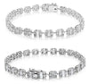 2.77CT DIAMOND 14KT WHITE GOLD 3D ROUND & BAGUETTE MULTI LINK TENIS BRACELET