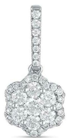 .45CT DIAMOND 14KT WHITE GOLD 3D CLASSIC FLOWER INVISIBLE HALO FLOATING PENDANT