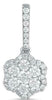 .45CT DIAMOND 14KT WHITE GOLD 3D CLASSIC FLOWER INVISIBLE HALO FLOATING PENDANT