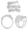 LARGE 2.55CT DIAMOND 14KT WHITE GOLD 3D MARQUISE & PRINCESS MULTI ROW FUN RING