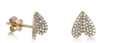 ESTATE .35CT DIAMOND 14KT YELLOW GOLD 3D CLASSIC HEART SHAPE LOVE STUD EARRINGS