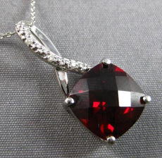 3.62CT DIAMOND & AAA GARNET 14KT WHITE GOLD 3D CUSHION & ROUND FLOATING PENDANT