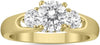 ESTATE .96CT DIAMOND 14KT YELLOW GOLD CLASSIC ROUND 3D 3 STONE ENGAGEMENT RING