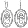 LARGE 2.45CT DIAMOND 14KT WHITE GOLD 3D MULTI OVAL CRISS CROSS HANGING EARRINGS