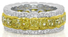 LARGE 6.27CT WHITE FANCY YELLOW DIAMOND 18KT 2 TONE GOLD CUSHION ENGAGEMENT RING