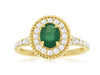 1.22CT DIAMOND & AAA EMERALD 14KT YELLOW GOLD ROUND & OVAL FRIENDSHIP LOVE RING