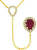 .95CT DIAMOND & AAA RUBY 14K YELLOW GOLD PEAR SHAPE & ROUND LARIAT LOVE NECKLACE
