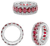 WIDE 8.84CT DIAMOND & AAA RUBY PLATINUM OVAL & ROUND 3 ROW CLASSIC ETERNITY RING