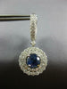 ESTATE WIDE 5.37CT DIAMOND & AAA SAPPHIRE 18K WHITE GOLD FLOWER HANGING EARRINGS