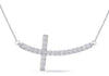 ESTATE .77CT DIAMOND 14KT WHITE GOLD 3D CLASSIC ROUND CROSS SIDEWAYS NECKLACE