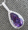 1.40CT DIAMOND & AAA AMETHYST 14KT WHITE GOLD 3D PEAR SHAPE & ROUND HALO PENDANT