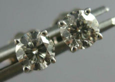 ESTATE .50CT DIAMOND 14KT WHITE GOLD 3D CLASSIC ROUND FOUR PRONG STUD EARRINGS