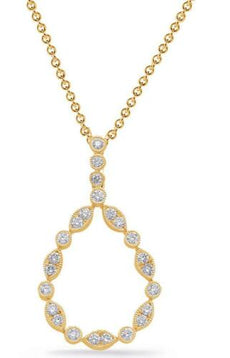 .45CT DIAMOND 14KT YELLOW GOLD ROUND & MARQUISE SHAPE FILIGREE FLOATING PENDANT