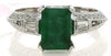 ESTATE 1.94CT DIAMOND & AAA EMERALD 18KT WHITE GOLD 3D SQUARE ENGAGEMENT RING