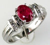 1.08CT DIAMOND & AAA RUBY 14KT WHITE GOLD 3D OVAL & ROUND FRIENDSHIP LOVE RING