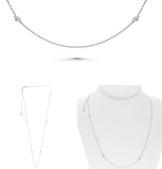 .28CT DIAMOND 14KT WHITE GOLD ROUND CLASSIC BY THE YARD ADJUSTABLE LOVE NECKLACE