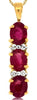 ESTATE 1.25CT DIAMOND & AAA RUBY 14K YELLOW GOLD 3D OVAL & ROUND 3 STONE PENDANT