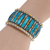 LARGE AAA CHRYSOLLA 18KT YELLOW GOLD & 925 SILVER ETERNITY CUFF BANGLE BRACELET