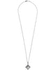 ESTATE .52CT DIAMOND 18KT WHITE GOLD FLOWER GEOMETRICAL SQUARE FLOATING PENDANT