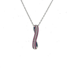 .56CT DIAMOND & AAA RUBY 18KT WHITE GOLD 3D CRISS CROSS X LOVE FLOATING PENDANT