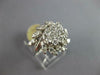 LARGE .87CT DIAMOND 14KT WHITE GOLD 3D CLASSIC ROUND FLOWER MULTI LEAF LOVE RING