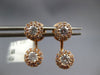 1.20CT DIAMOND 14KT ROSE GOLD 3D DOUBLE SOLITAIRE HALO FLOWER HANGING EARRINGS