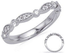 .35CT DIAMOND 14KT WHITE GOLD 3D ROUND & MARQUISE SHAPE V SHAPE ANNIVERSARY RING