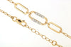 ESTATE .12CT DIAMOND 14KT 2 TONE GOLD 3D OPEN OVAL PAPERCLIP LINK BRACELET