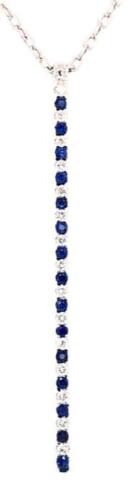 .61CT DIAMOND & AAA SAPPHIRE 18KT WHITE GOLD SHARED PRONG BAR FLOATING PENDANT