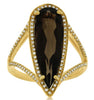 WIDE 4.88CT DIAMOND & AAA SMOKEY TOPAZ 14KT YELLOW GOLD ENLONGATED HALO FUN RING