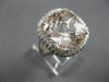 EXTRA LARGE 15.51CT DIAMOND & AAA MORGANITE 14KT WHITE GOLD CUSHION & ROUND RING