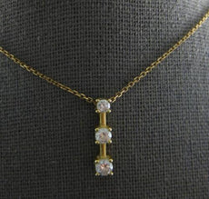 .35CT DIAMOND 14KT YELLOW GOLD 3 STONE JOURNEY PAST PRESENT FUTURE PENDANT 28173