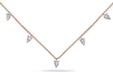 .44CT DIAMOND 14KT ROSE & WHITE GOLD TRIANGULAR TEAR DROP BY THE YARD NECKLACE