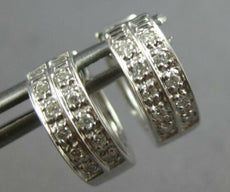 ESTATE .20CT DIAMOND 14KT WHITE GOLD 3D CLASSIC 2 ROW FILIGREE HUGGIE EARRINGS