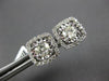 ESTATE LARGE 1.29CT DIAMOND 14KT WHITE GOLD SOLITAIRE SQUARE HALO STUD EARRINGS