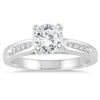 ESTATE 1.2CT DIAMOND 14KT WHITE GOLD ROUND CHANNEL ENGAGEMENT WEDDING RING SET