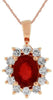 1.98CT DIAMOND & AAA RUBY 14KT ROSE GOLD 3D OVAL & ROUND PRINCESS DIANA PENDANT