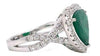 LARGE 4.26CT DIAMOND & AAA EMERALD 18KT WHITE GOLD HEART SHAPE ENGAGEMENT RING