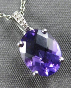 1.26CT DIAMOND & AAA AMETHYST 14KT WHITE GOLD 3D OVAL & ROUND FLOATING PENDANT