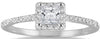 .49CT DIAMOND 14K WHITE GOLD 3D PRINCESS & ROUND SQUARE HALO ENGAGEMENT RING