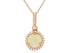 .88CT DIAMOND & AAA OPAL 14KT ROSE GOLD 3D CLASSIC ROUND HALO FLOATING PENDANT