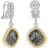 6.12CT WHITE & SLICE DIAMOND 18KT 2 TONE GOLD FLORAL TEAR DROP HANGING EARRINGS