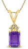 .78CT DIAMOND & AAA AMETHYST 14KT YELLOW GOLD 3D EMERALD CUT & ROUND PENDANT