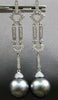 LARGE .72CT DIAMOND & AAA TAHITIAN PEARL 18KT WHITE GOLD 3D GEOMETRICAL EARRINGS